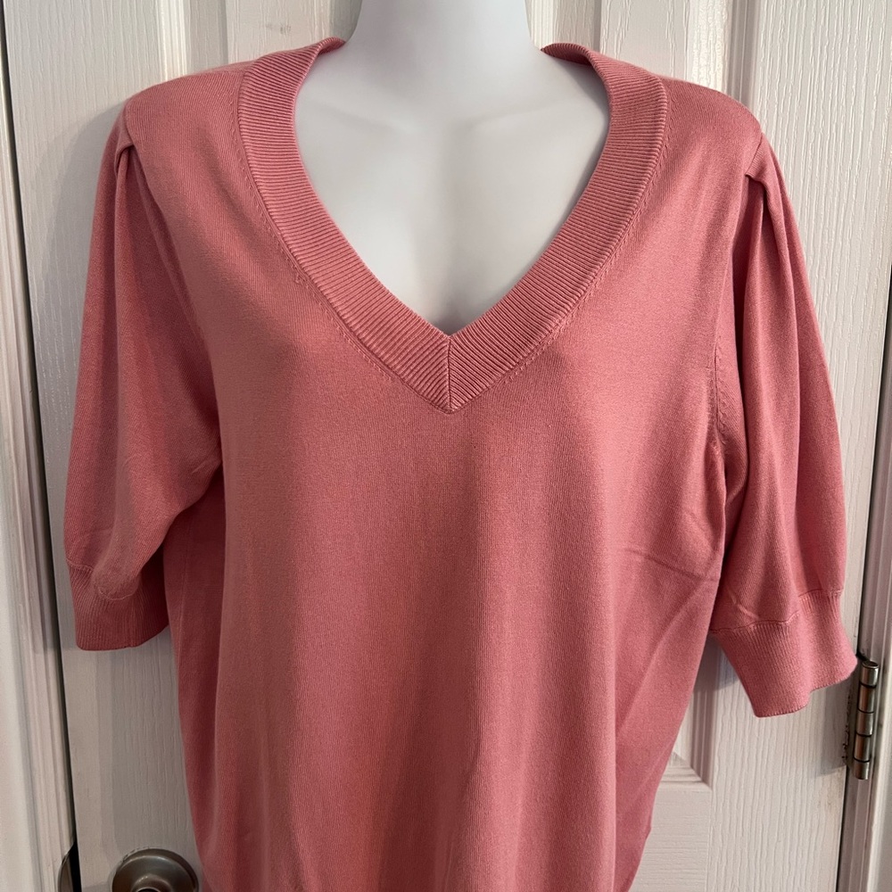 DKNY Pink V-Neck Sweater